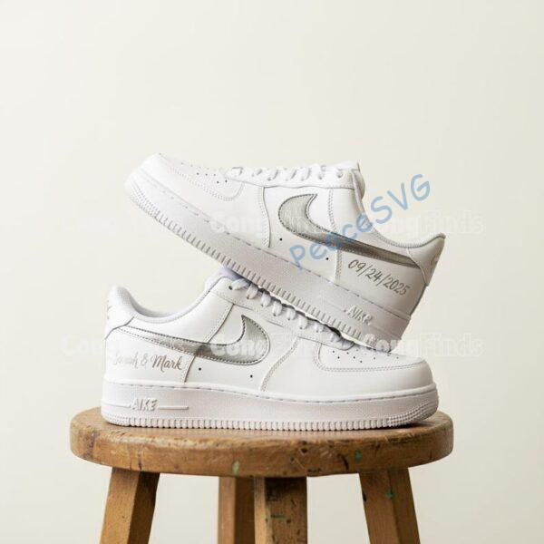 Alternative view of Personalized Wedding AF1 Sneakers, Hand-Painted Gold, Silver & Rose Gold Shoes