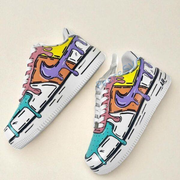 Alternative view of Hand-Painted Air Force 1 Comic Drip Sneakers: Custom Pop Art Shoes