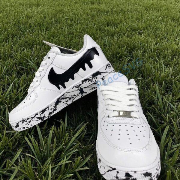 Alternative view of Hand Painted AF1 Black Drip Shoes: Custom Splatter Sneakers
