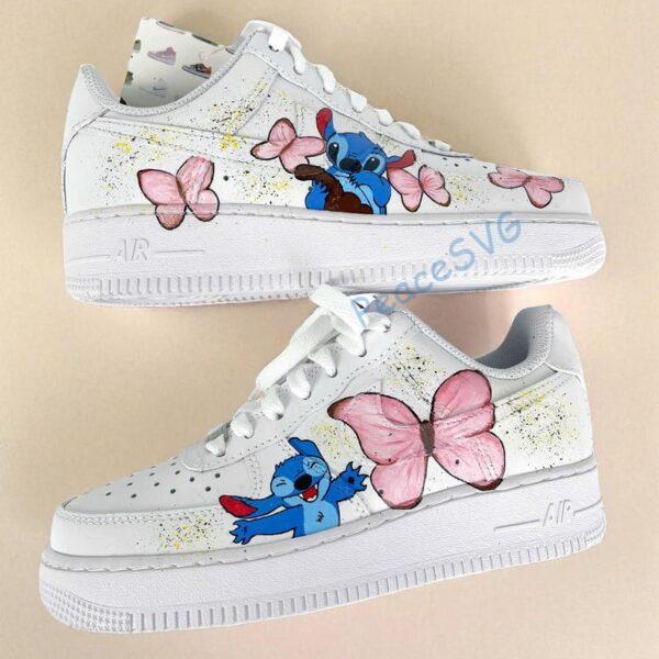 Hand-Painted Stitch & Butterfly Air Force 1 Sneakers: Custom Cartoon Shoes