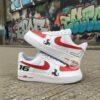 Hand-Painted F1 Racing Sneakers: Custom Red White AF1