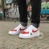 Hand-Painted F1 Racing Sneakers: Custom Red White AF1 - Image 10