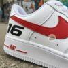 Hand-Painted F1 Racing Sneakers: Custom Red White AF1 - Image 8