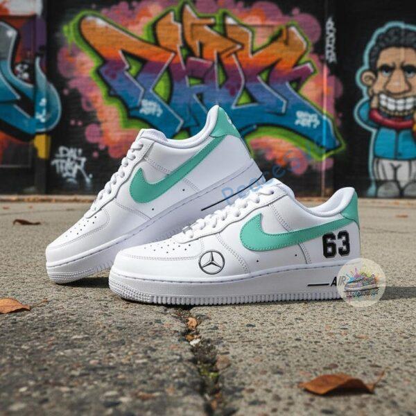 Alternative view of Hand Painted F1 Racing Team Air Force 1 Sneakers: Pastel Green