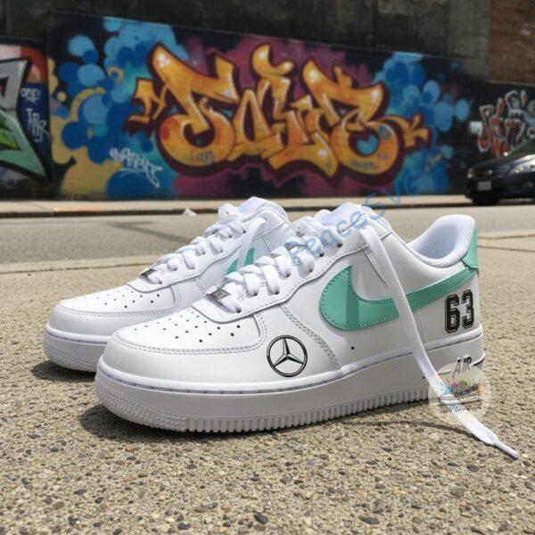 Alternative view of Hand Painted F1 Racing AF1 Trainers - Custom Mint Green Team Shoes