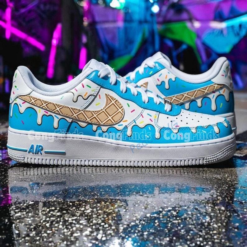 Custom Hand-Painted Air Force 1 Ice Cream Sneakers