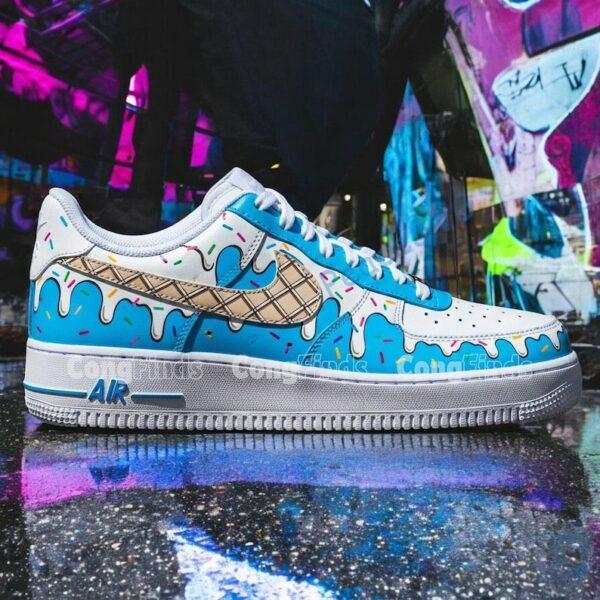 Alternative view of Custom Hand-Painted Air Force 1 Ice Cream Sneakers