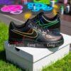 Hand Painted Custom Air Force 1 Sneakers, Neon Stitch AF1, Personalized Gift