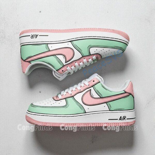Custom Air Force 1 Sneakers, Hand-Painted Pastel Cartoon, Personalized AF1 Gift