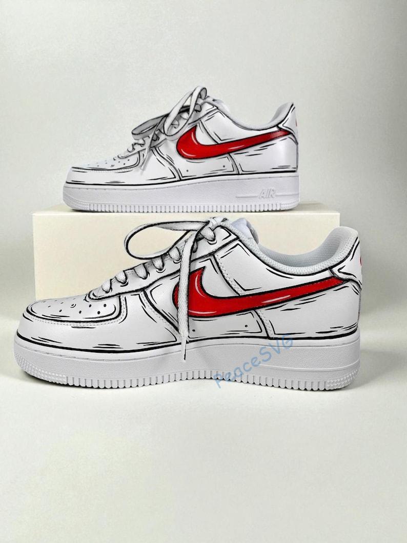 Custom Hand-Painted Air Force 1 Comic Shoes: Red Pop Art AF1 Sneakers