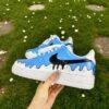 Hand-Painted AF1 Blue Drip Sneakers: Custom Streetwear Art - Image 3
