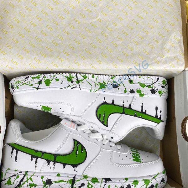 Hand-Painted Neon Green Drip AF1 Sneakers: Custom Streetwear Art