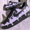 Hand Painted AF1 Drip Sneakers: Custom Black & Purple Shoes