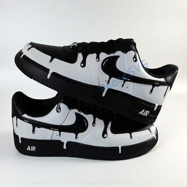 Hand-Painted Drip Air Force 1 Black: Custom AF1 Sneakers