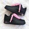 Custom Black Air Force 1 Sneakers: Hand-Painted Rope Lace AF1 - Image 5