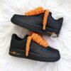 Custom Black Air Force 1 Sneakers: Hand-Painted Rope Lace AF1 - Image 4
