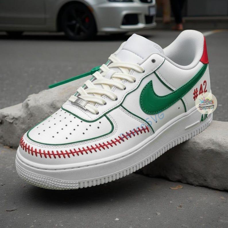 Personalized Baseball Air Force 1 Sneakers: Hand-Painted Custom Number