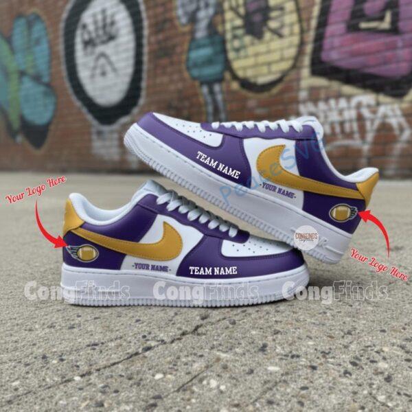 Hand-Painted Purple Yellow AF1 Sneakers: Custom Football AF1 Shoes