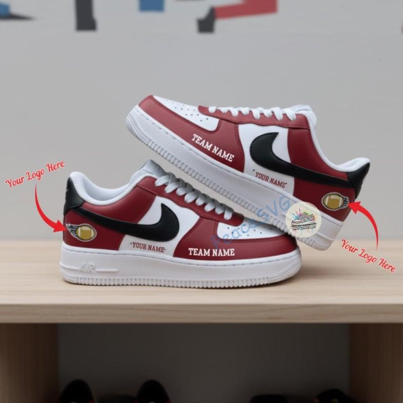 Hand-Painted Kansas Football Team AF1 Sneakers - Custom Football Shoes
