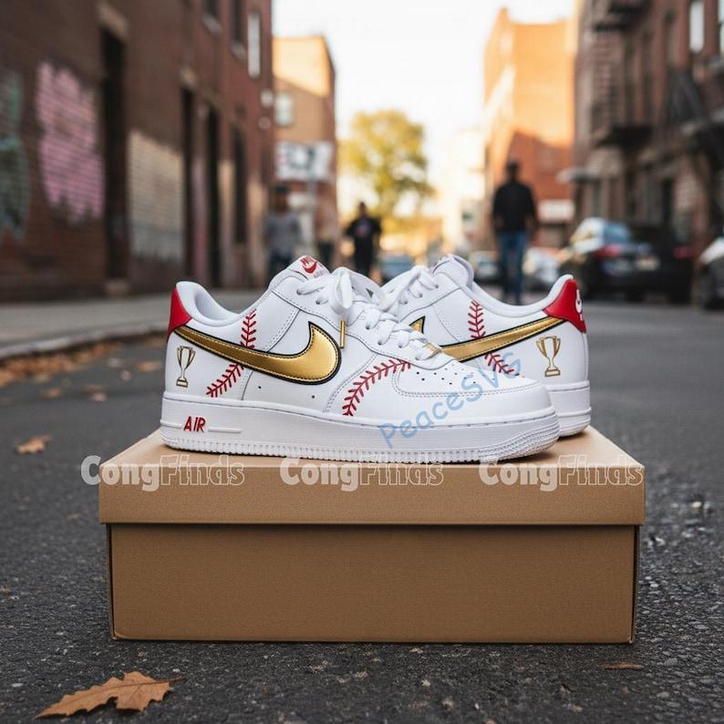 Personalized Baseball Air Force 1 Sneakers: Hand-Painted Custom AF1 Shoes