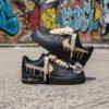 Hand-Painted Black AF1 Sneakers: Beige Rope Laces, Custom Streetwear - Image 5