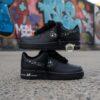 Custom Hand-Painted Air Force 1 Sneakers: Black, White Drip, Rope Lace - Image 3