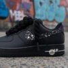Custom Hand-Painted Air Force 1 Sneakers: Black, White Drip, Rope Lace - Image 10
