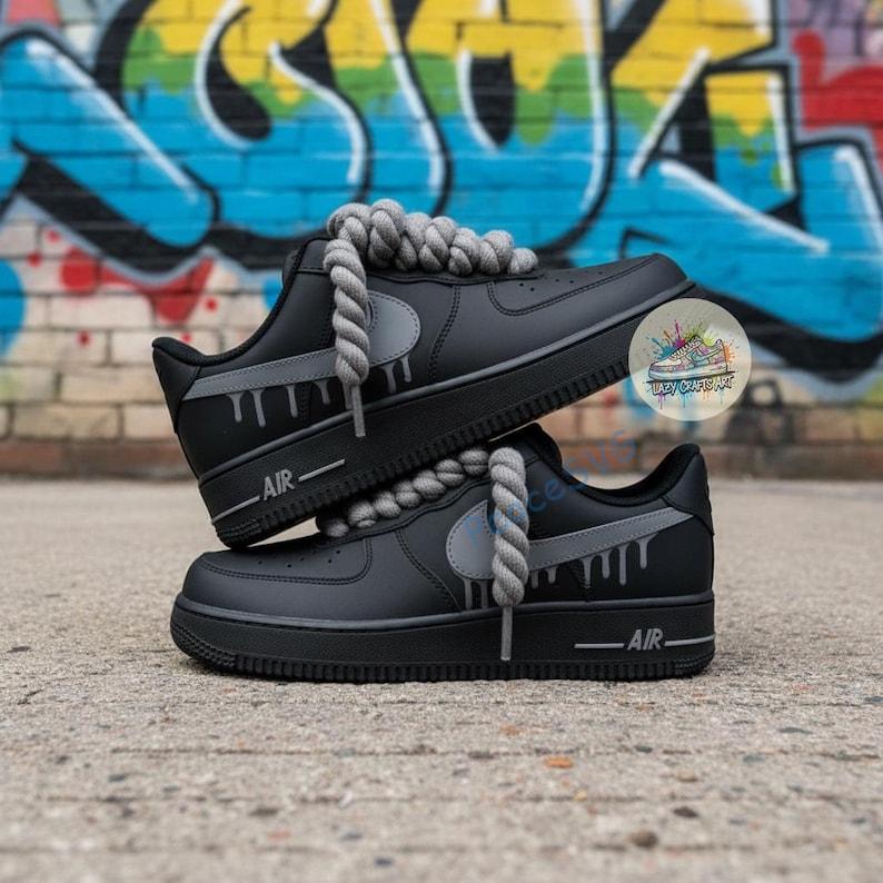 Custom Black Air Force 1 Sneakers