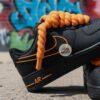 Custom Hand-Painted Black Air Force 1 Sneakers: Orange Drip, Splatter, Rope Lace - Image 6