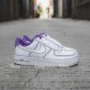 Lavender Edge Custom AF1, Hand Painted Pastel Sneakers, Minimal Purple Outline Shoes for Her