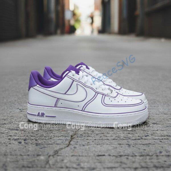 Lavender Edge Custom AF1, Hand Painted Pastel Sneakers, Minimal Purple Outline Shoes for Her
