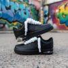 Custom Hand-Painted Black Air Force 1 Sneakers: White Drip, Outline, Rope Lace - Image 4