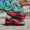 Hand-Painted Air Force 1 Sneakers: Red Drip Design - Image 3