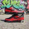 Hand-Painted Air Force 1 Sneakers: Red Drip Design