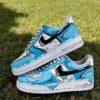 Hand-Painted Air Force 1 Sneakers: Blue Comic Drip Shoes - Image 2