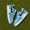 Hand-Painted Air Force 1 Sneakers: Blue Comic Drip Shoes - Image 5