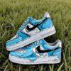 Hand-Painted Air Force 1 Sneakers: Blue Comic Drip Shoes - Image 6