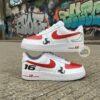 Hand-Painted F1 Racing Sneakers: Custom Red White AF1 - Image 2