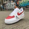 Hand-Painted F1 Racing Sneakers: Custom Red White AF1 - Image 3