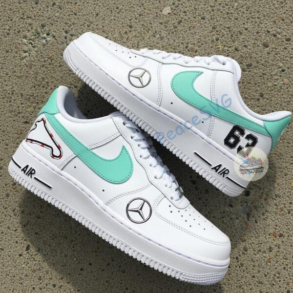 Hand Painted F1 Racing Team Air Force 1 Sneakers: Pastel Green