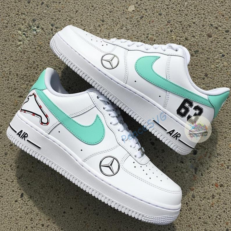 Hand Painted F1 Racing Team Air Force 1 Sneakers: Pastel Green