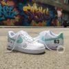 Hand Painted F1 Racing AF1 Trainers - Custom Mint Green Team Shoes - Image 3