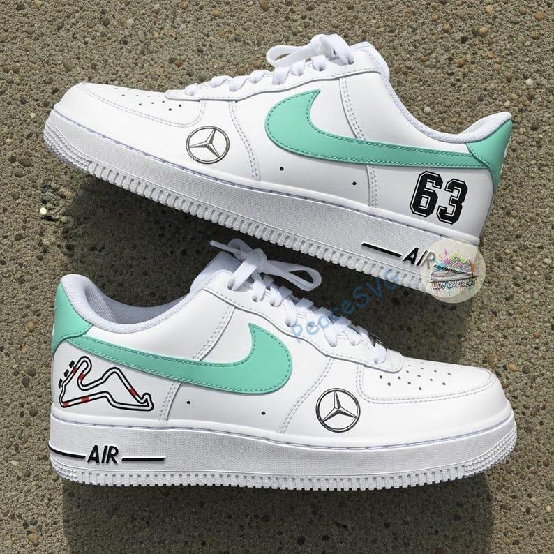 Hand Painted F1 Racing AF1 Trainers - Custom Mint Green Team Shoes