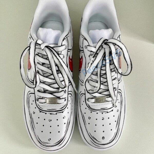 Alternative view of Custom Hand-Painted Air Force 1 Comic Shoes: Red Pop Art AF1 Sneakers