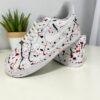 Hand Painted Custom Air Force 1 Sneakers: Red Black Splatter Art - Image 3