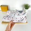 Hand Painted Custom Air Force 1 Sneakers: Red Black Splatter Art - Image 5
