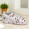 Hand Painted Custom Air Force 1 Sneakers: Red Black Splatter Art - Image 7