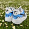 Hand-Painted AF1 Blue Drip Sneakers: Custom Streetwear Art - Image 5