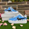 Hand-Painted AF1 Blue Drip Sneakers: Custom Streetwear Art - Image 4