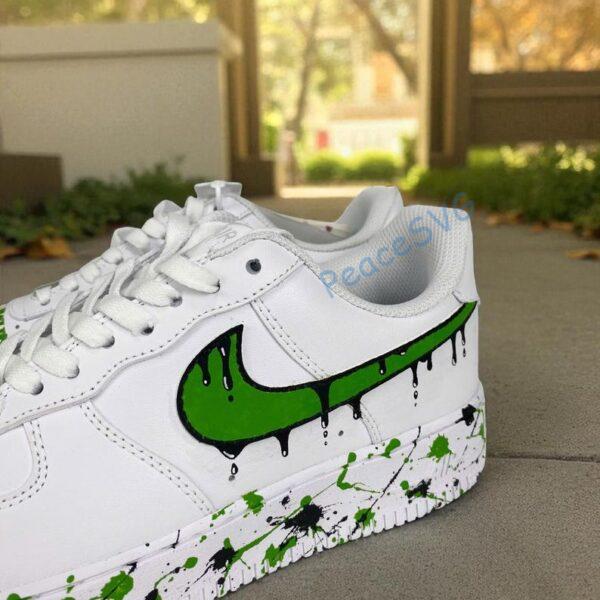 Alternative view of Hand-Painted Neon Green Drip AF1 Sneakers: Custom Streetwear Art
